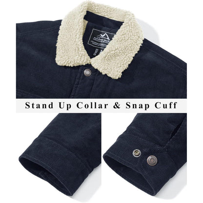 Herren Cordjacke gefüttert mit Teddyfell - Navy