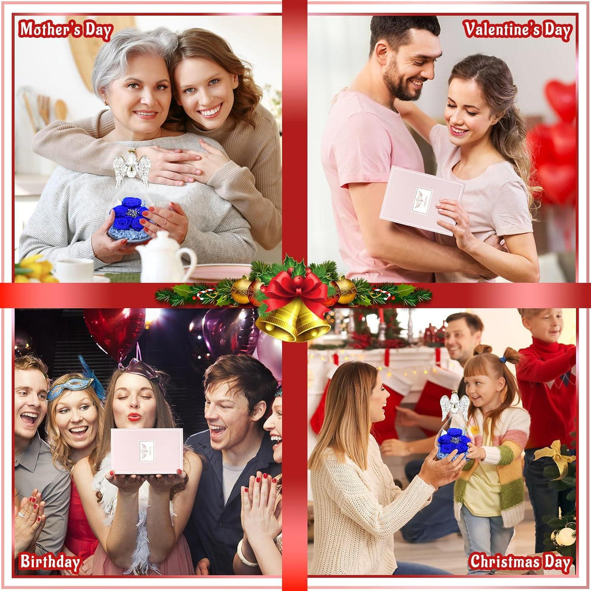 Ewige Rose Engel Geschenkbox 5 Blaue Rosen Weihnachten Muttertag