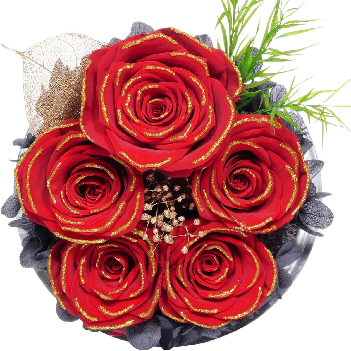 Ewige Rose Engel Geschenkbox 5 Rosen im Glasdome