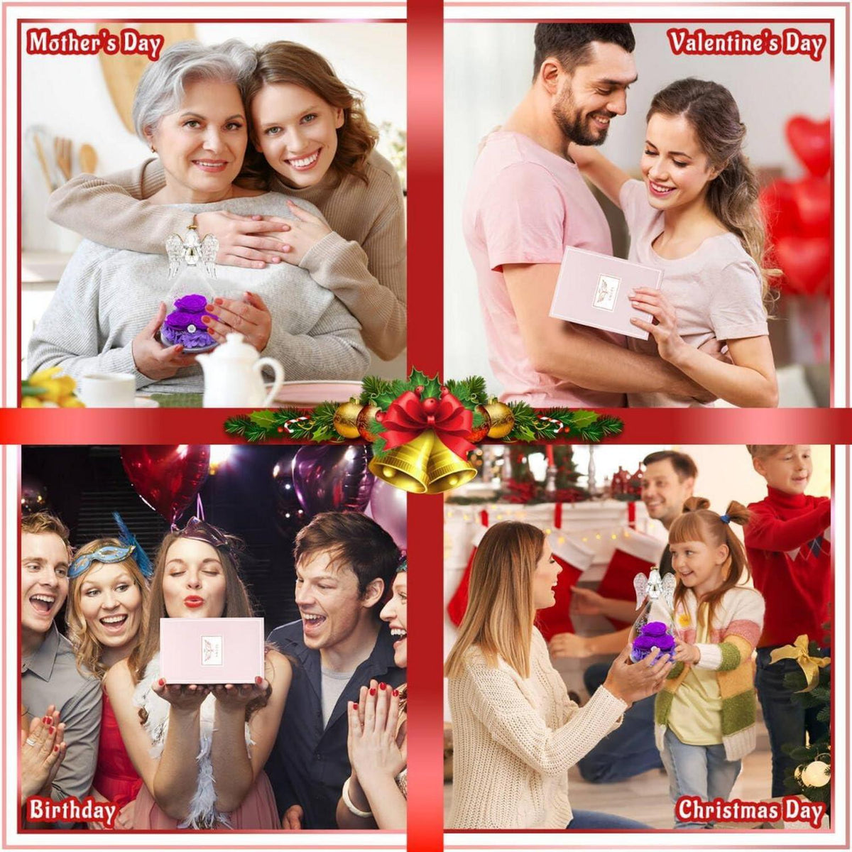 Ewige Rose Engel Geschenk 3 im Glas für Weihnachten Muttertag