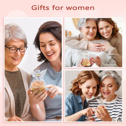 Ewige Rose Engel Figur Geschenkbox für Frauen Weihnachten, Glas Rose