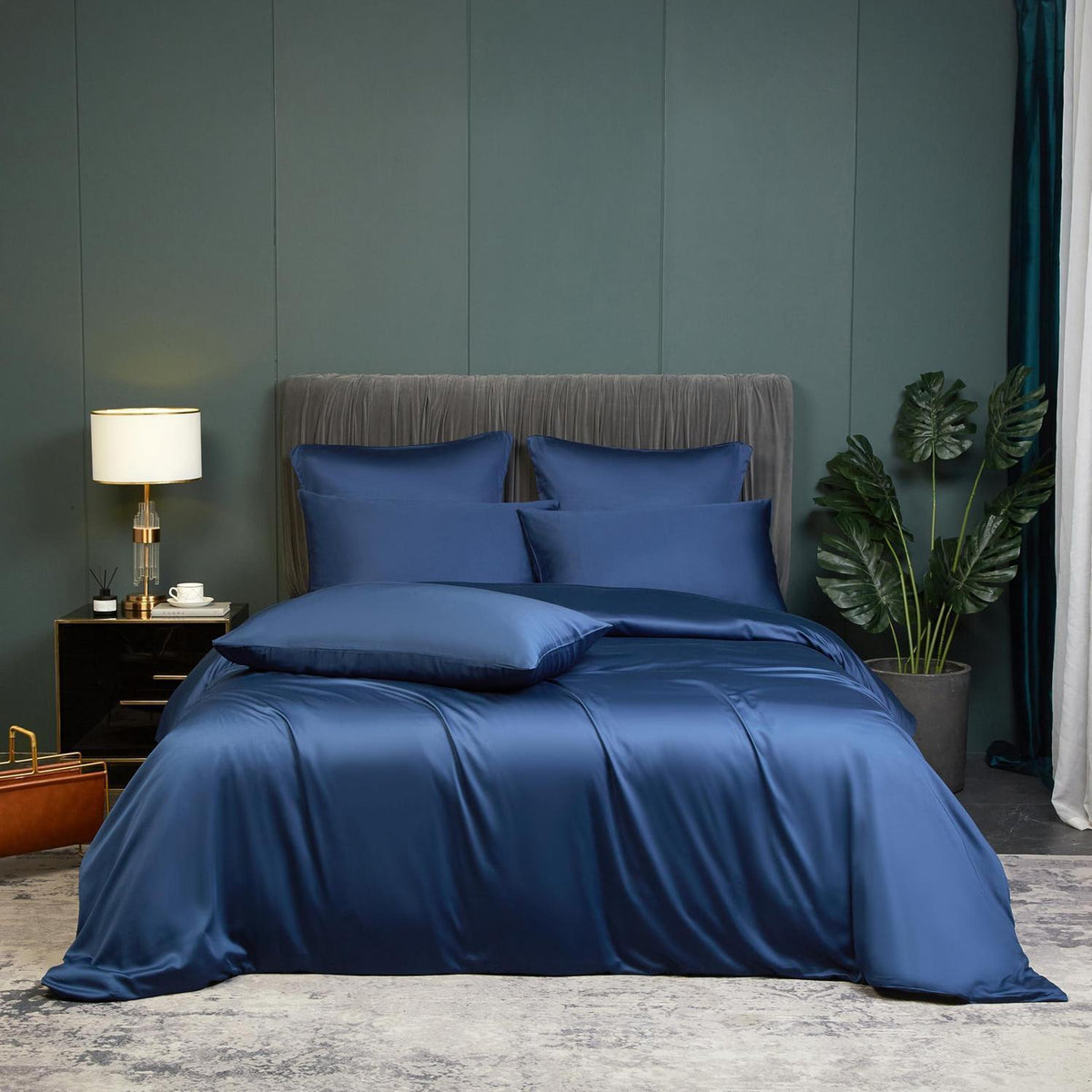 Kühlende Bambus Bettwäsche 220x240cm Blau – Atmungsaktiv & Luxuriös