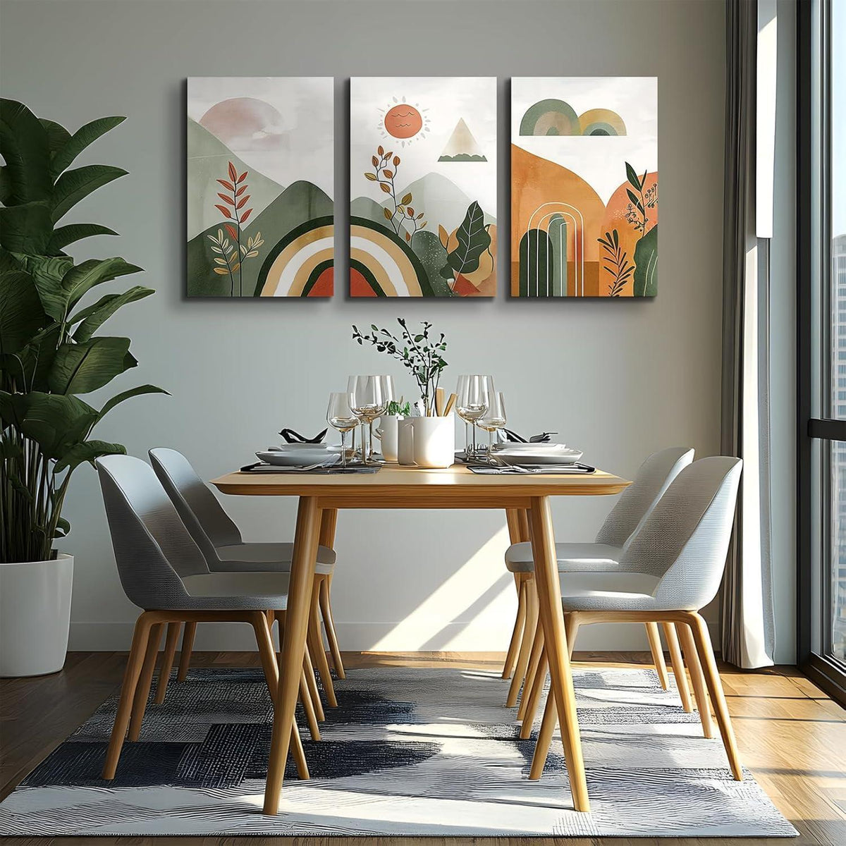 Leinwandbild Set Boho Natur Abstrakt Geometrie 70x50cm