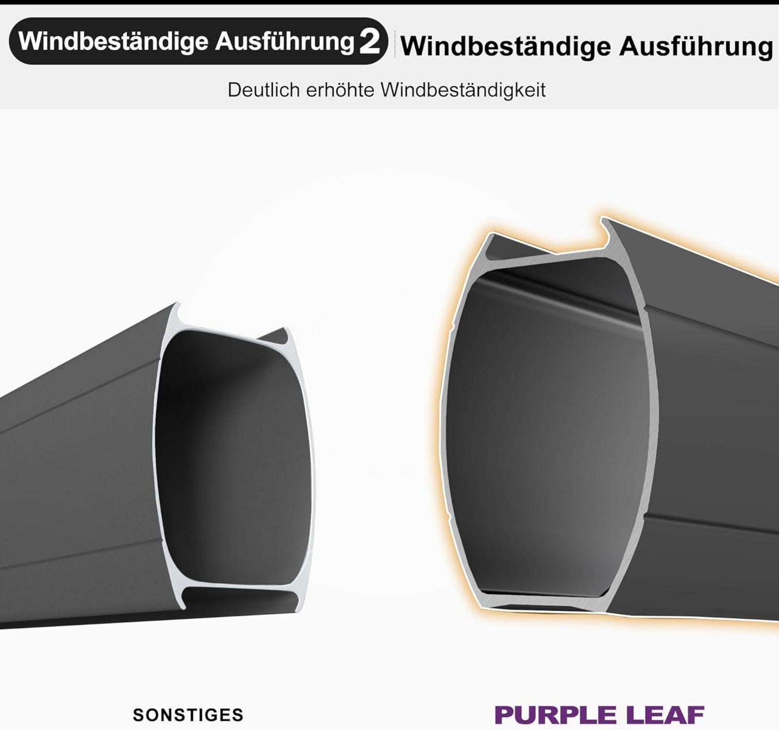 PURPLE LEAF Ampelschirm 270x365cm Grau mit Kurbel und Doppeldach