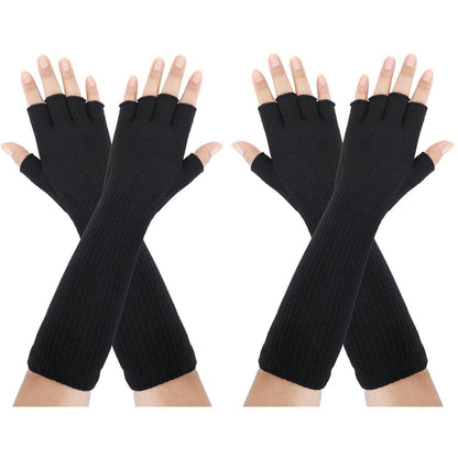 Fingerlose Handschuhe Unisex Lange Strick Armstulpen für Damen Herren