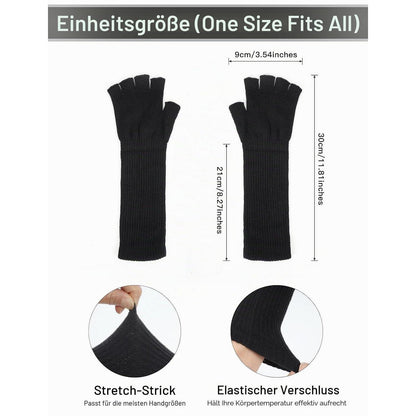 Fingerlose Handschuhe Unisex Lange Strick Armstulpen für Damen Herren