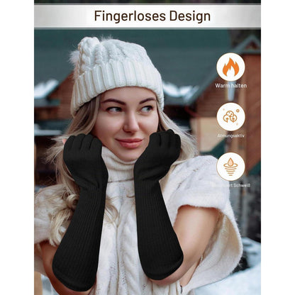 Fingerlose Handschuhe Unisex Lange Strick Armstulpen für Damen Herren