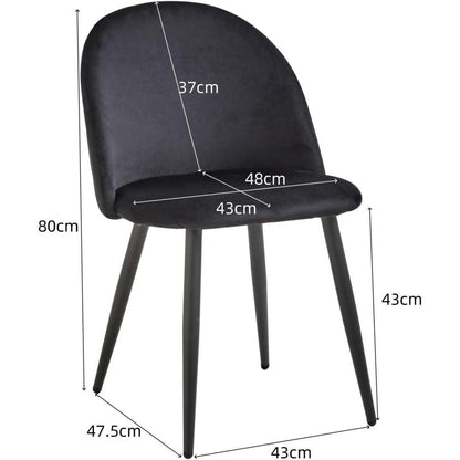 8 Esszimmerstühle Samt mit Metallbeinen, Schwarz