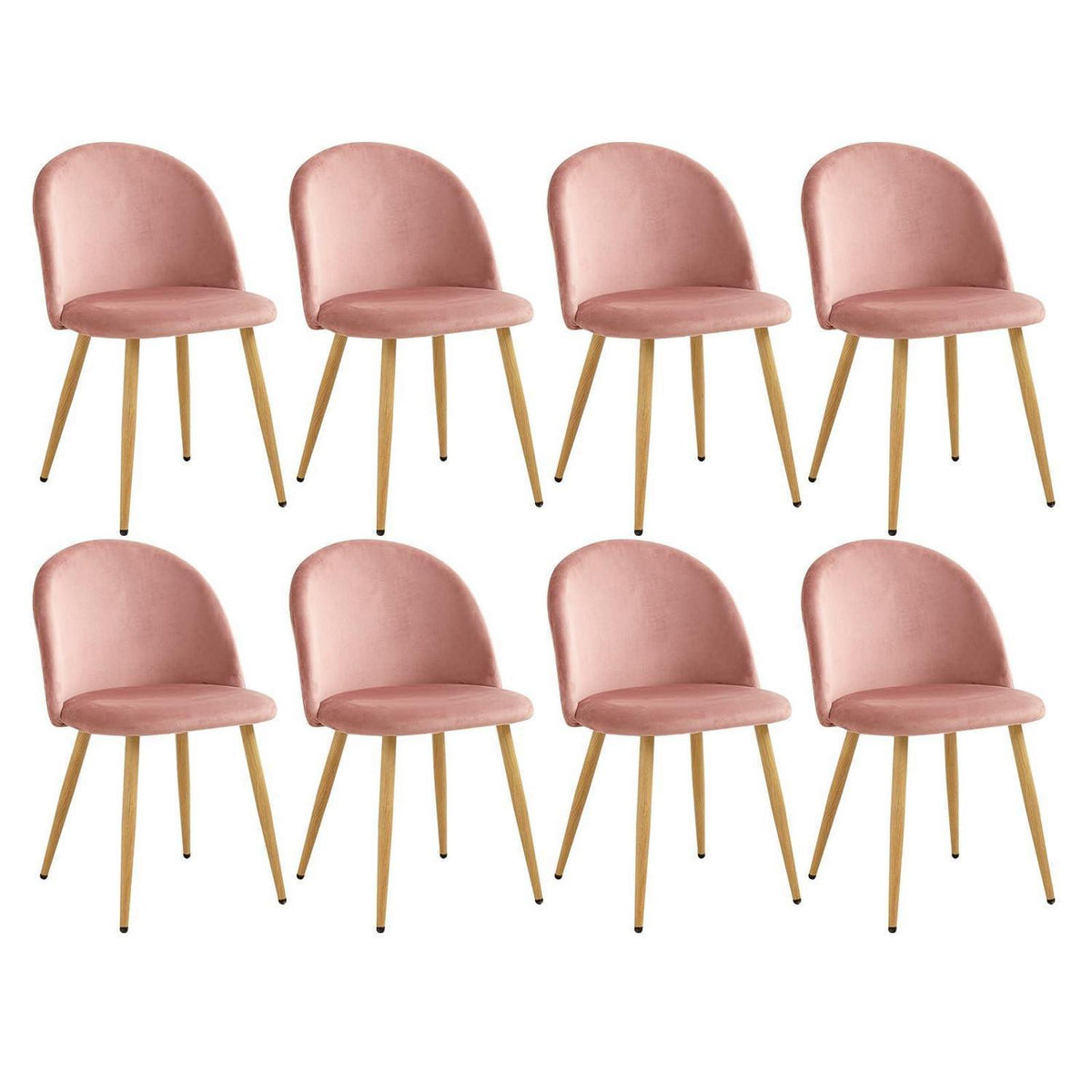 8 Esszimmerstühle Samt Rosa mit verstellbaren Schutzpolstern
