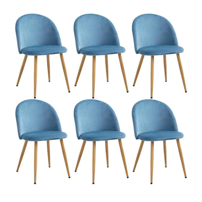 6 Esszimmerstühle Samt mit Metallbeinen, Blau