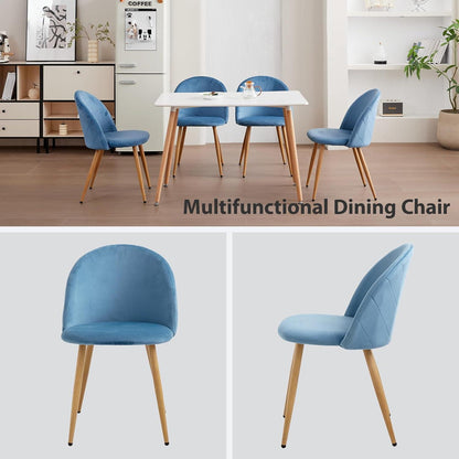 6 Esszimmerstühle Samt mit Metallbeinen, Blau