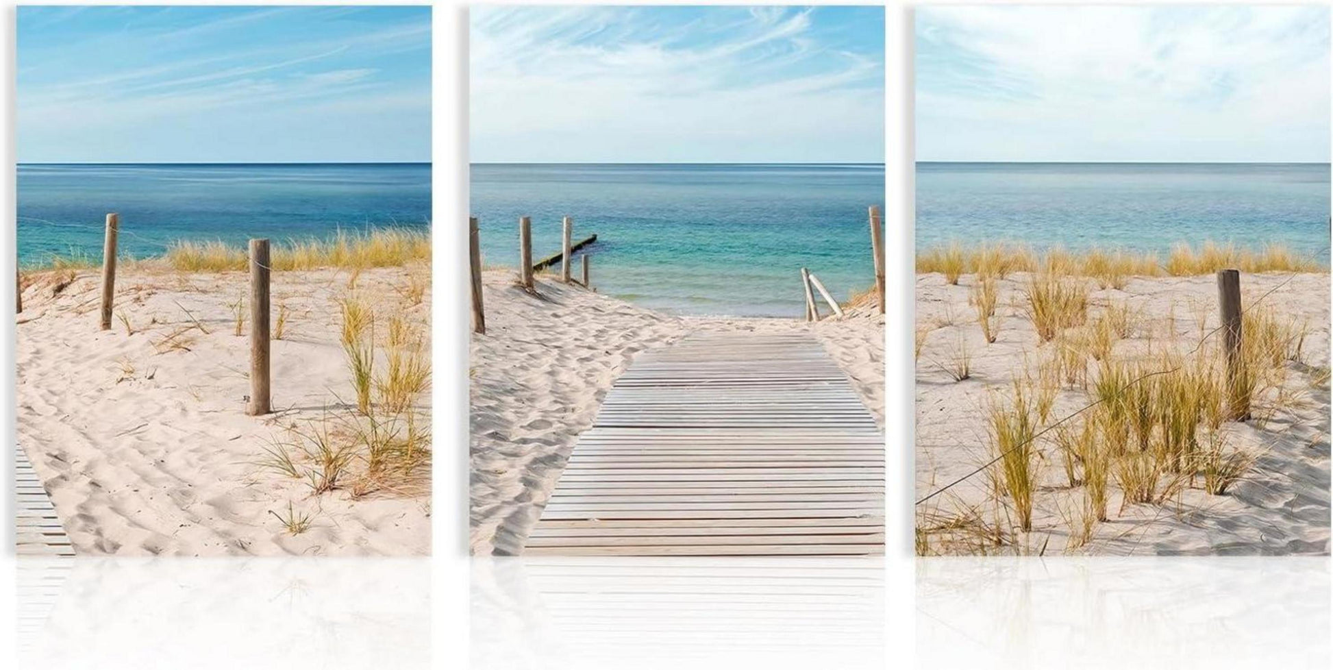 Strand Leinwand Bilder Blauer Himmel Meer Wandkunst 30x40cm 3er Set