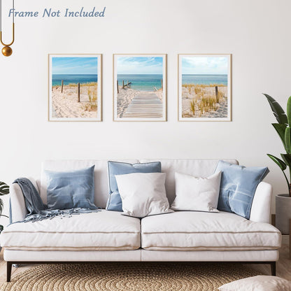 Strand Leinwand Bilder Blauer Himmel Meer Wandkunst 30x40cm 3er Set