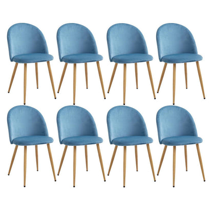 8 Esszimmerstühle Samt mit Metallbeinen & Schutzpolstern – Blau