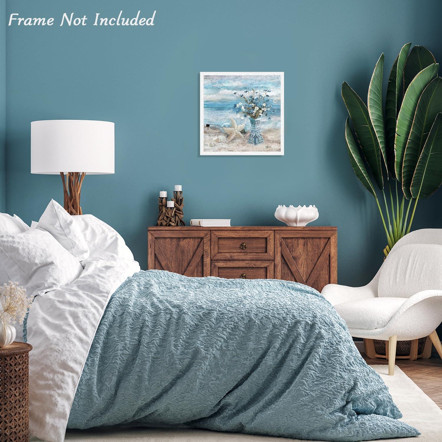 Strand Blumen Leinwand Bild 35x35 cm für Badezimmer Schlafzimmer