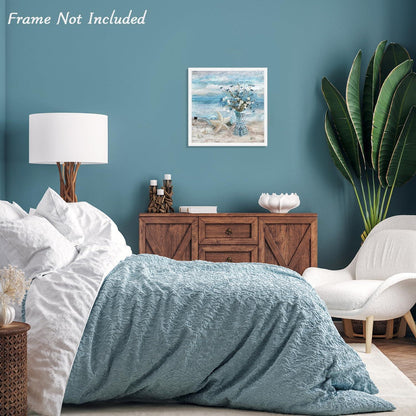 Strand Blumen Leinwand Bild 35x35 cm für Badezimmer Schlafzimmer