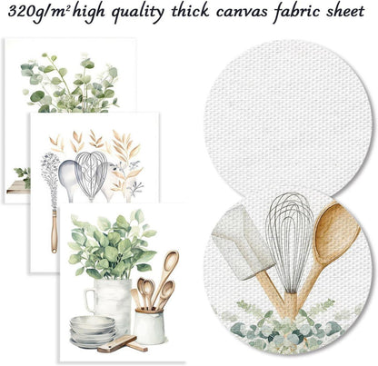 Botanische Küche Wandbilder Salbei Grün Eukalyptus Dekor 20x25cm 4er Set