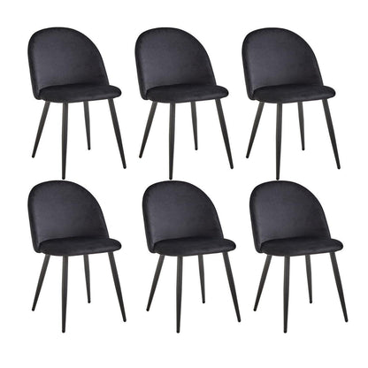 6er Set Samt Esszimmerstühle mit Metallbeinen Schwarz
