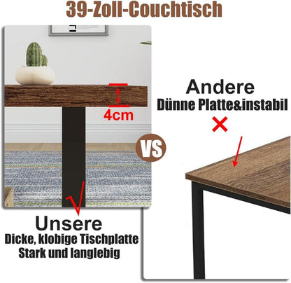 Mudmasa Holz Couchtisch Vintagebraun 100x55x45.5cm modern