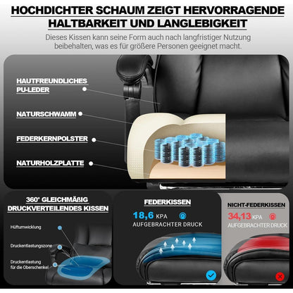 Ergonomischer Bürostuhl 200KG - Chefsessel PU-Leder