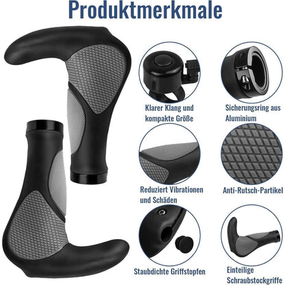 Ergonomische Fahrradgriffe mit Klingel & Werkzeug (22mm)