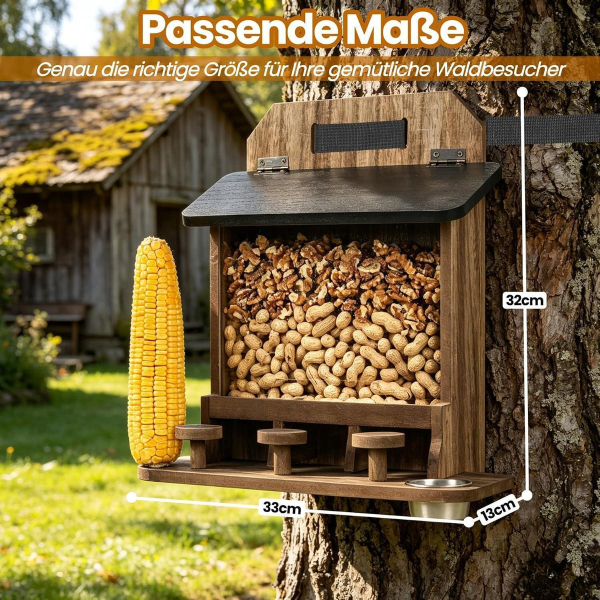 Eichhörnchen Futterhaus Holz – Wetterfest & Mit Picknicktisch
