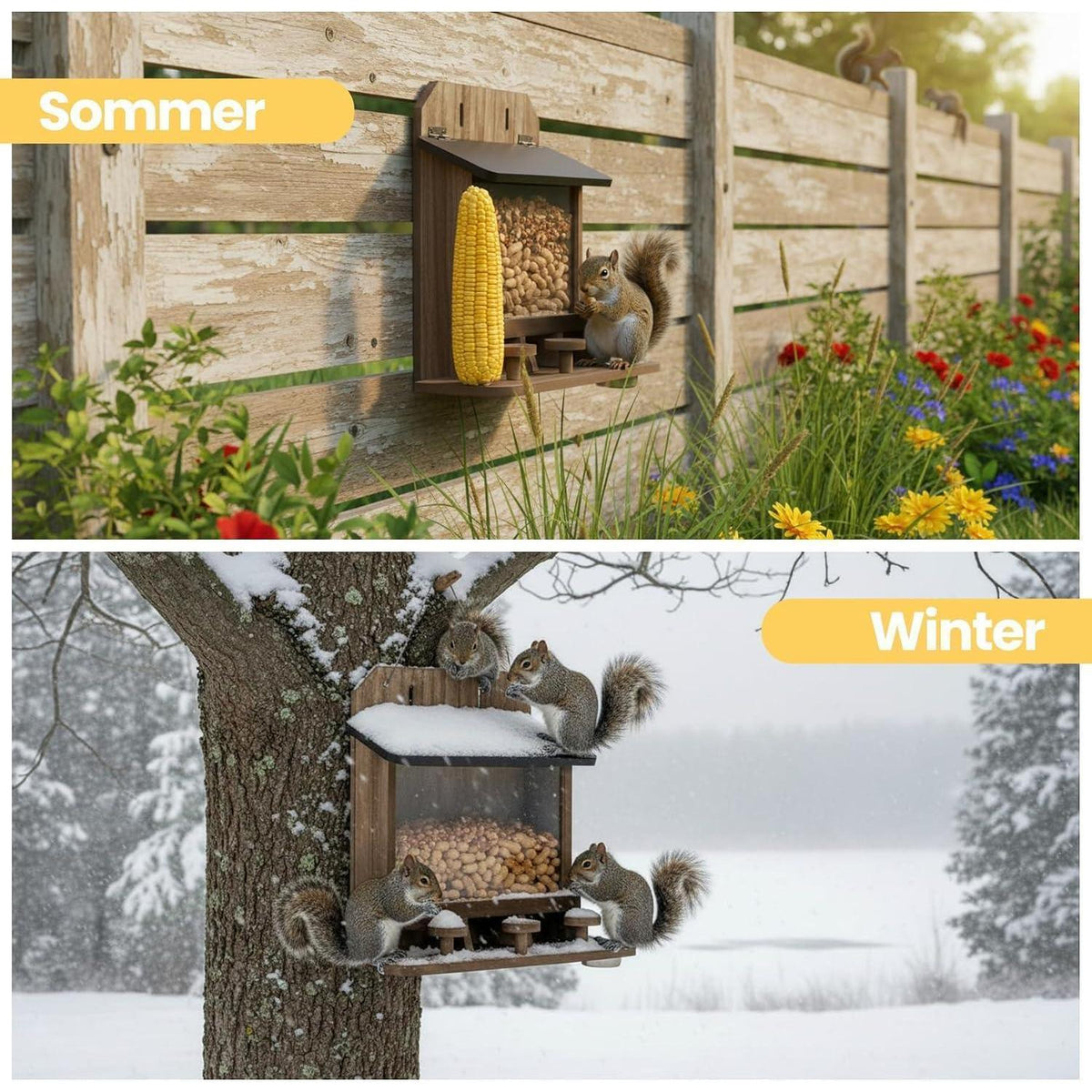 Eichhörnchen Futterhaus Holz – Wetterfest & Mit Picknicktisch