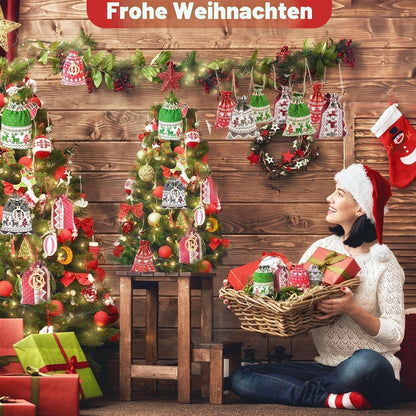 Adventskalender zum Befüllen 2026 mit 24 Stoffbeuteln und Zubehör