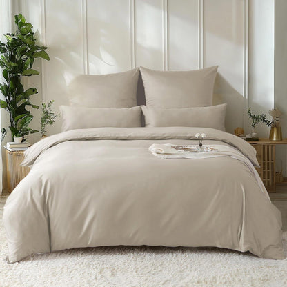 Satin Bettwäsche Set Oatmeal 220x240 - Kühlend