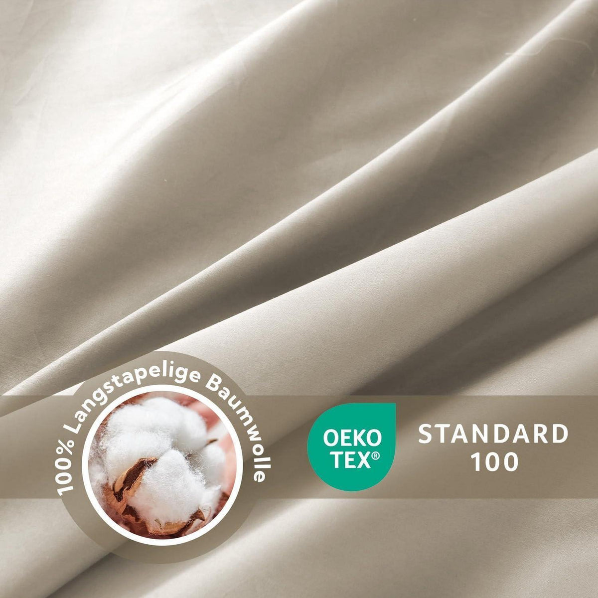 Satin Bettwäsche Set Oatmeal 220x240 - Kühlend