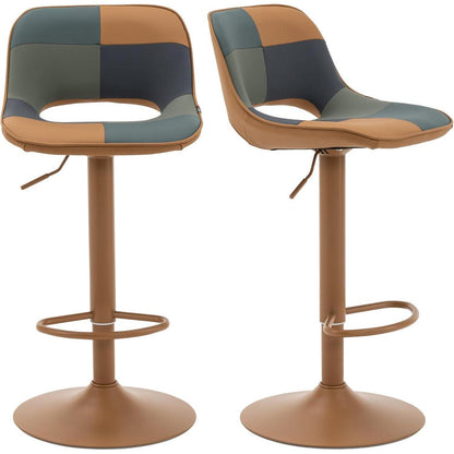 YOUNIKE Barhocker 2er Set, Boho Patchwork, Höhenverstellbar