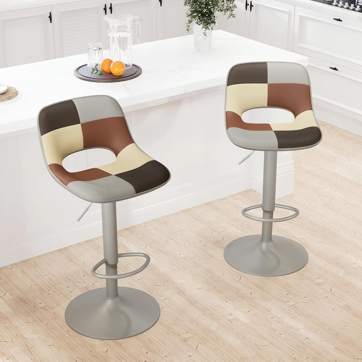 YOUNIKE Barhocker 2er Set, Boho Patchwork, Höhenverstellbar & Drehbar