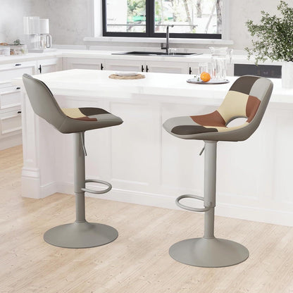 YOUNIKE Barhocker 2er Set, Boho Patchwork, Höhenverstellbar & Drehbar