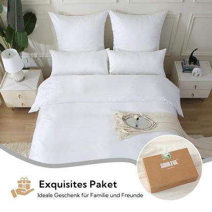 Satin Bettwäsche Set 135x200 Baumwolle Weiß 4tlg.