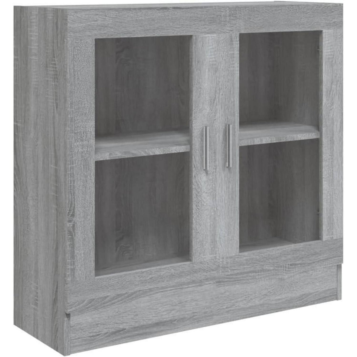 Grauer Bücherschrank mit Vitrine – 82,5 x 30,5 x 80 cm