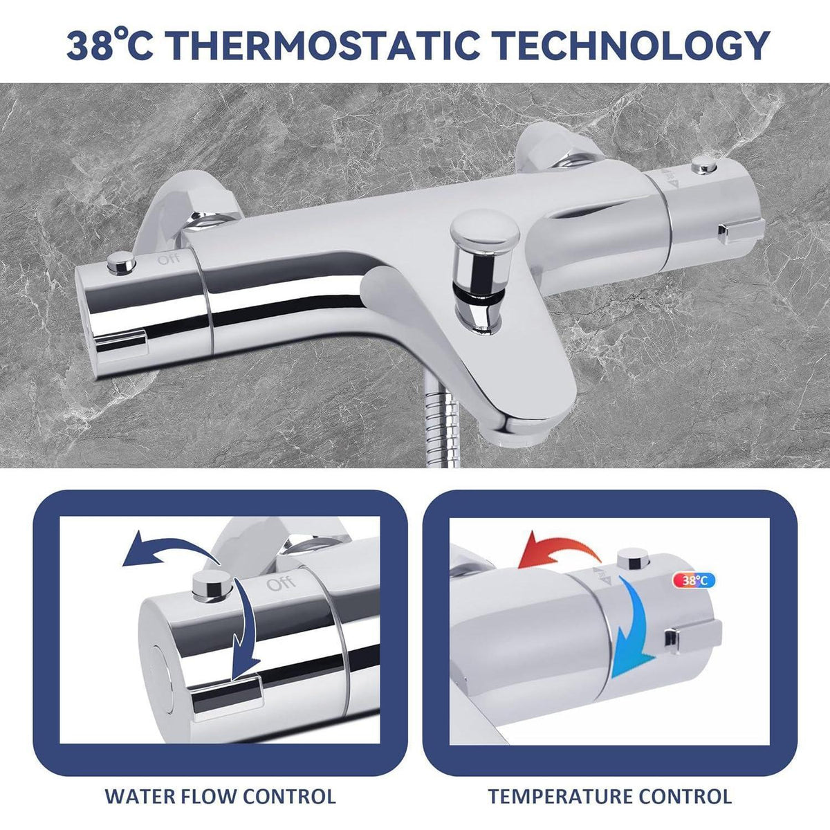 Thermostat-Duscharmatur Set mit verstellbarer Duschstange