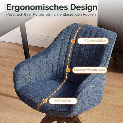 Drehstuhl Esszimmer Blau Leinen Polsterstuhl mit Armlehnen