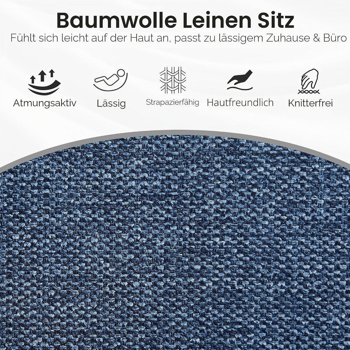 Drehstuhl Esszimmer Blau Leinen Polsterstuhl mit Armlehnen