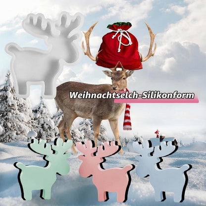 Silikonform Elch Weihnachten – Gießform für Kerzen & Harz