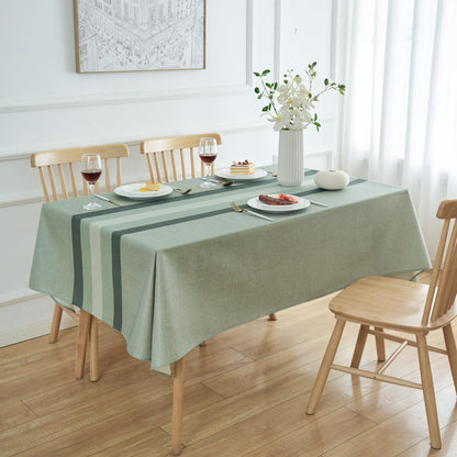 Grüne Leinen Tischdecke mit Streifen | 100x100 cm | Abwaschbar