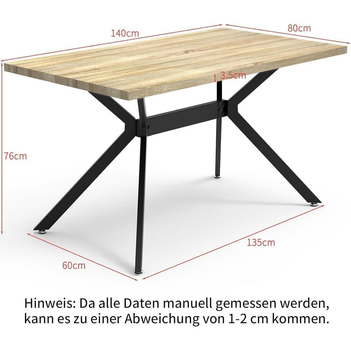 Esszimmergruppe Holz mit 4 Stühlen, 140x80 cm, Modern