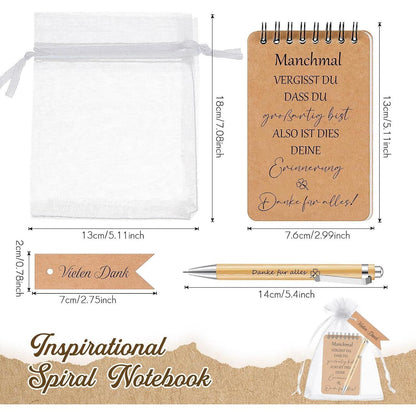12x Dankeschön Geschenkset für Kollegen – Notizbuch & Stift