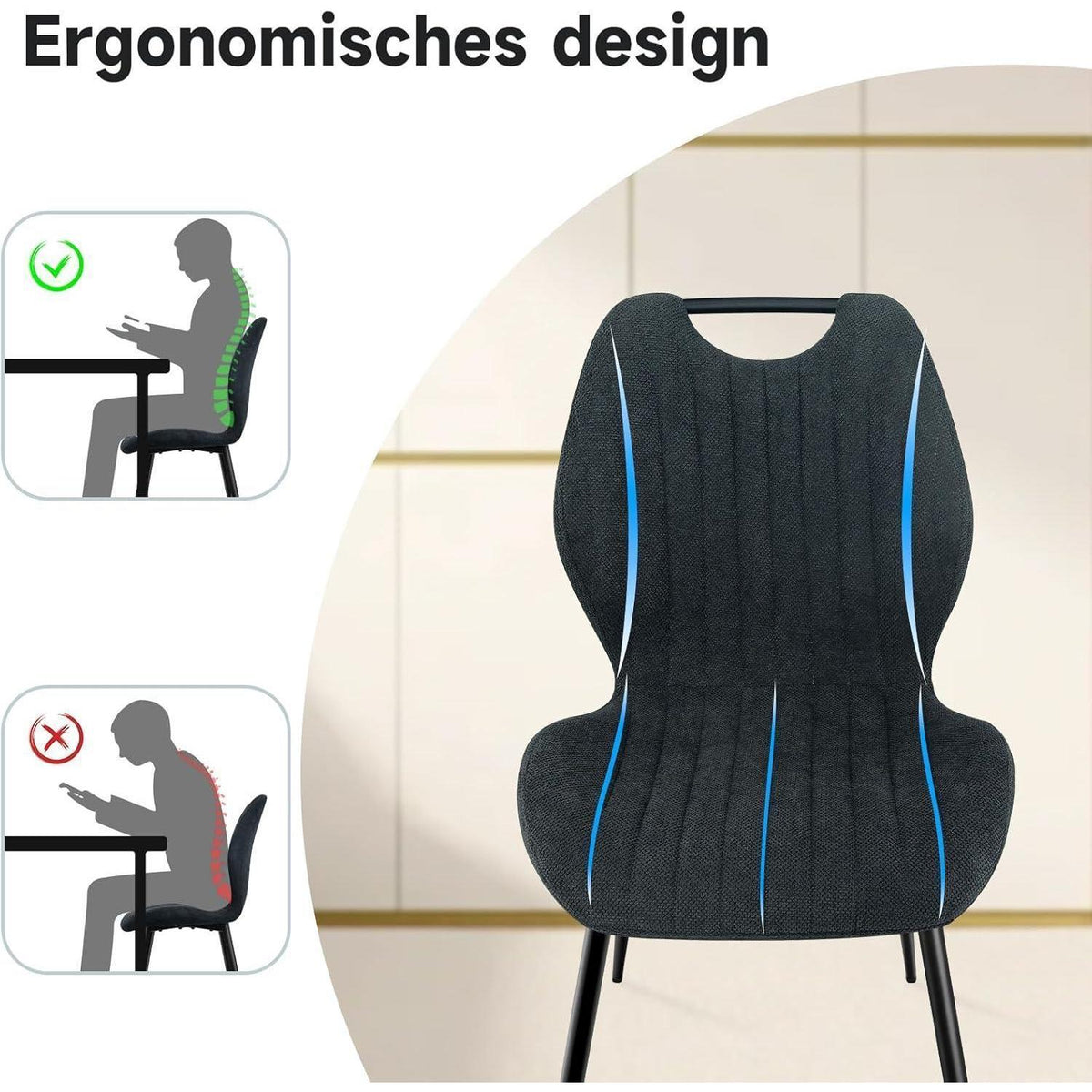 Esszimmergruppe mit Esstisch (140x80cm) & 6 Stühlen – Modern & Komfortabel