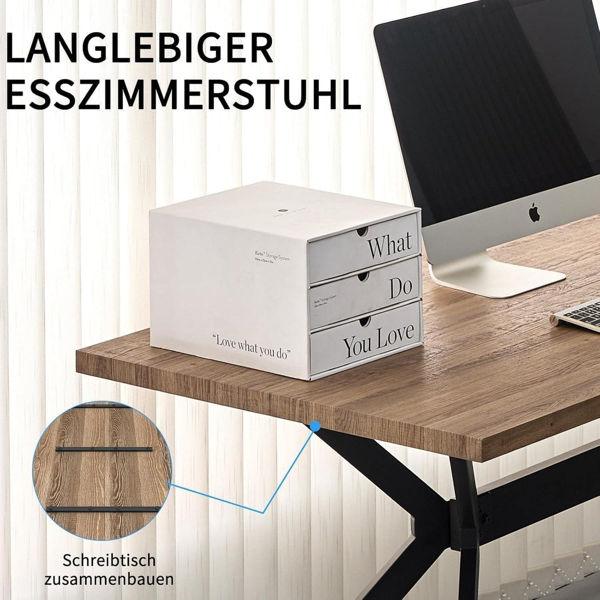 Esszimmergruppe mit Esstisch (140x80cm) & 6 Stühlen – Dunkelbraun