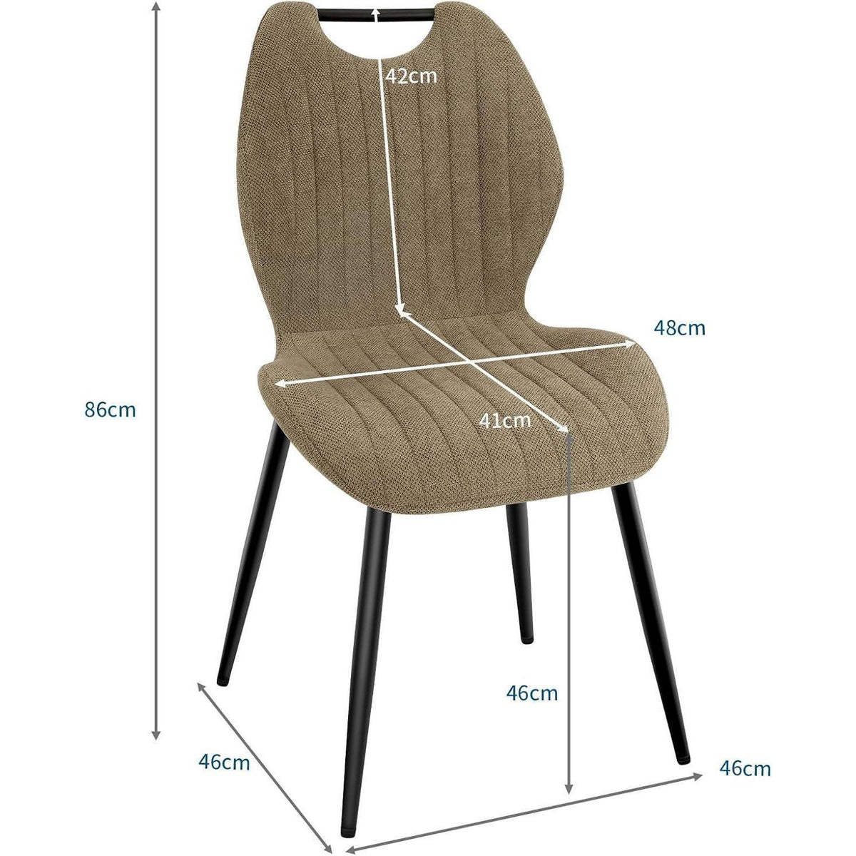 Esszimmerstühle 6er Set, Polsterstühle im skandinavischen Stil Khaki