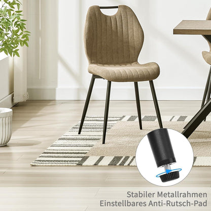 Esszimmerstühle 6er Set, Polsterstühle im skandinavischen Stil Khaki