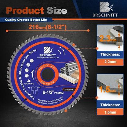 Kreissägeblatt 216mm 60T für Holz, Metall & Alu (6 Stück)