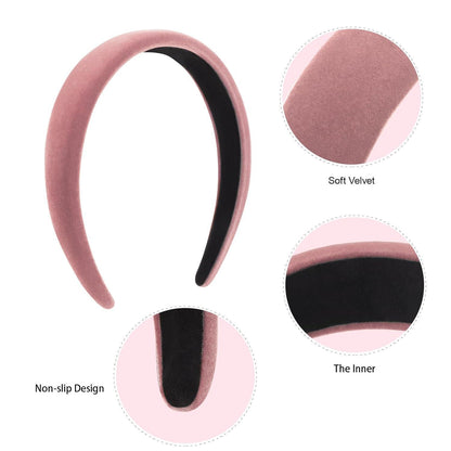 Samtstirnbänder Damen Mädchen 4er Pack Boho Haarbänder breit