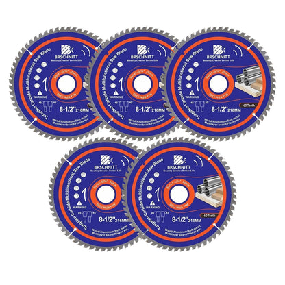 Kreissägeblatt 216mm 60T für Holz, Metall & Alu (5 Stück)