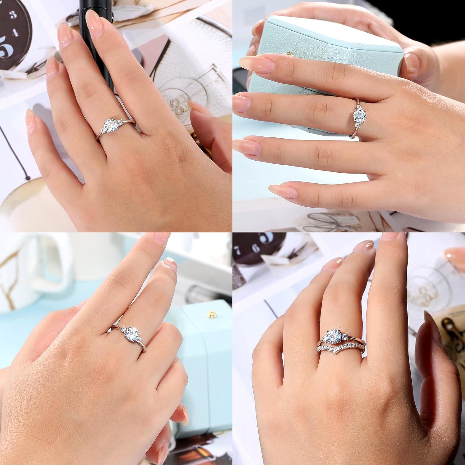 Moissanite Verlobungsring Damen 1 Karat D Diamant VVS1 925 Silber